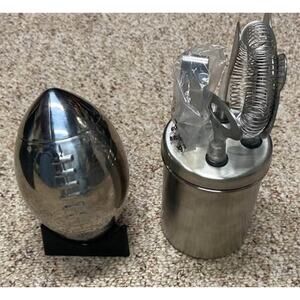 Fun Football Flask + Stainless Steel Drinking Shaker Set